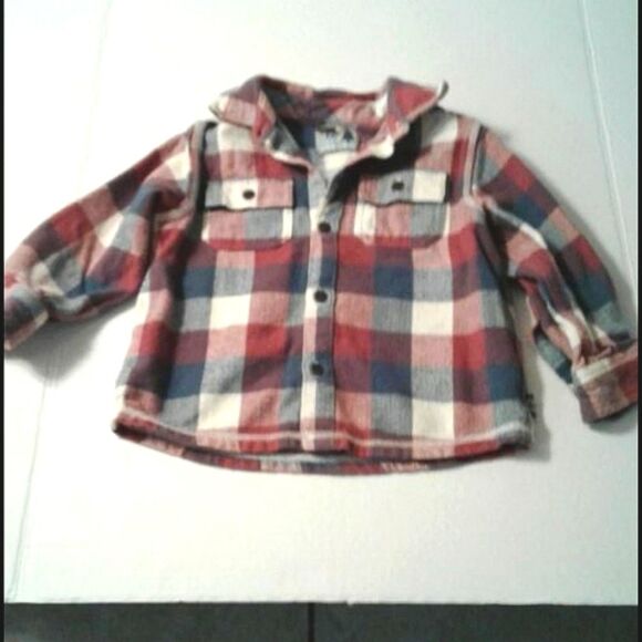 68 Winter Sun Button Down Long Sleeve Baby Flannel Shirt - Picture 1 of 5